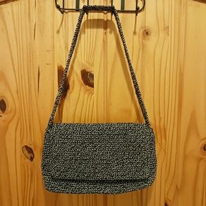 The Sak Classic Black and White Woven Shoulder Bag